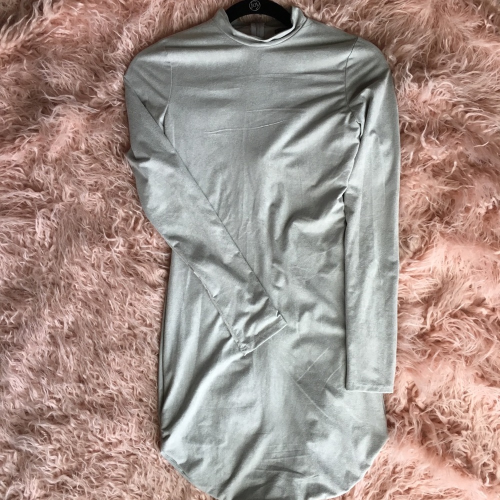 Grey Velvet Mini Dress